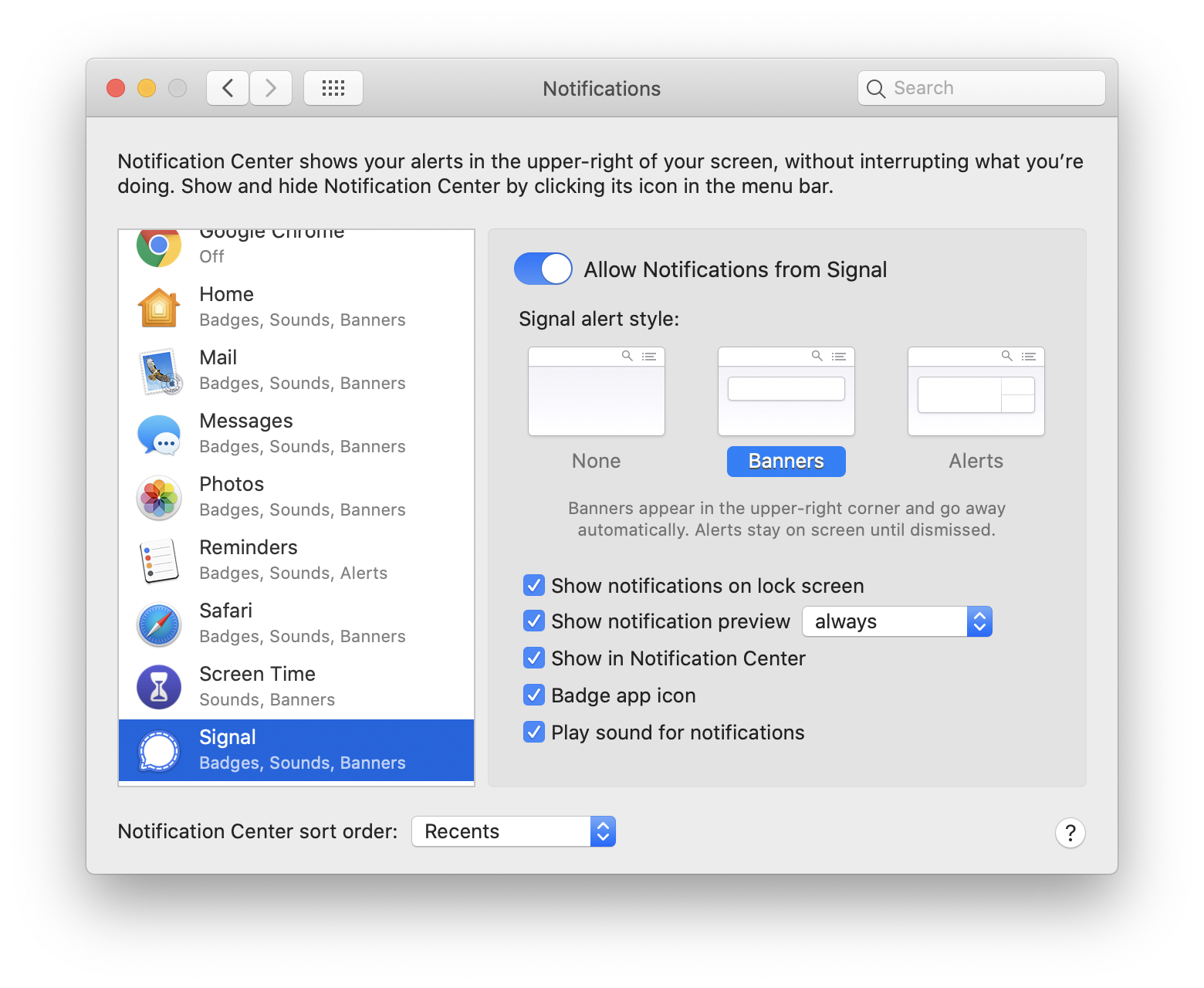 turn off notifications for messaging on mac