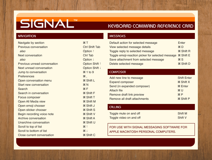 Signal Desktopキーボードショートカット Signal サポート